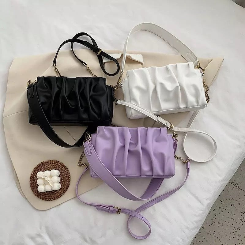 PU Pleated Messenger Bag - ParrisPieces