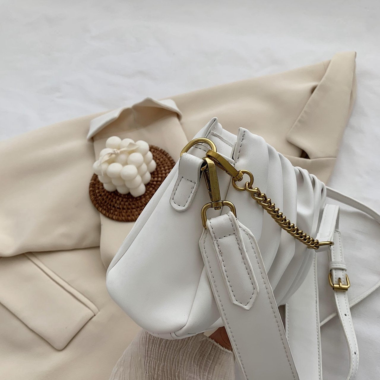 PU Pleated Messenger Bag - ParrisPieces