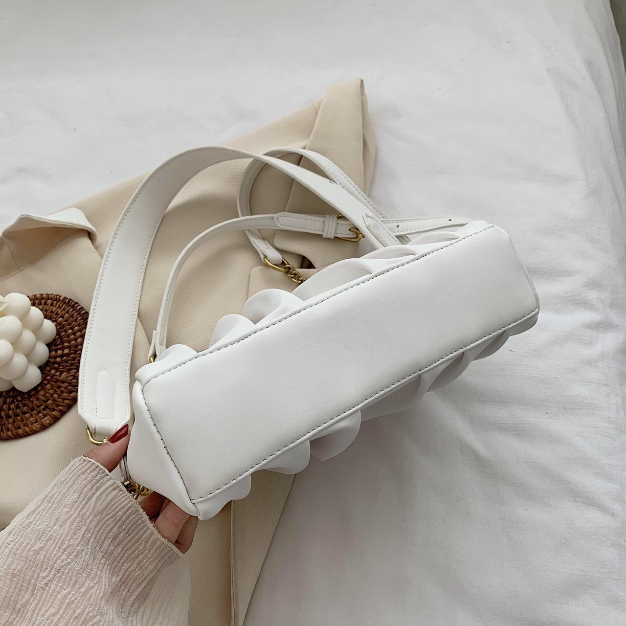 PU Pleated Messenger Bag - ParrisPieces