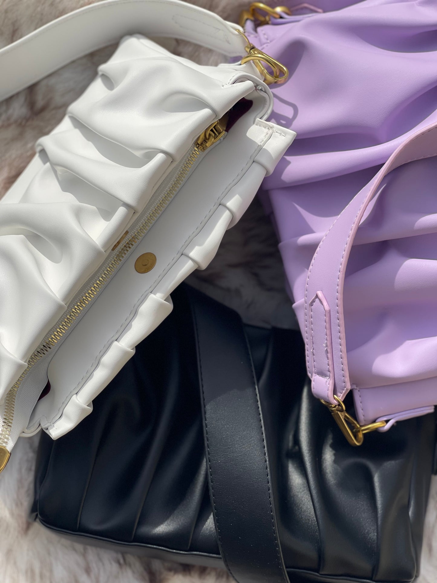 PU Pleated Messenger Bag - ParrisPieces