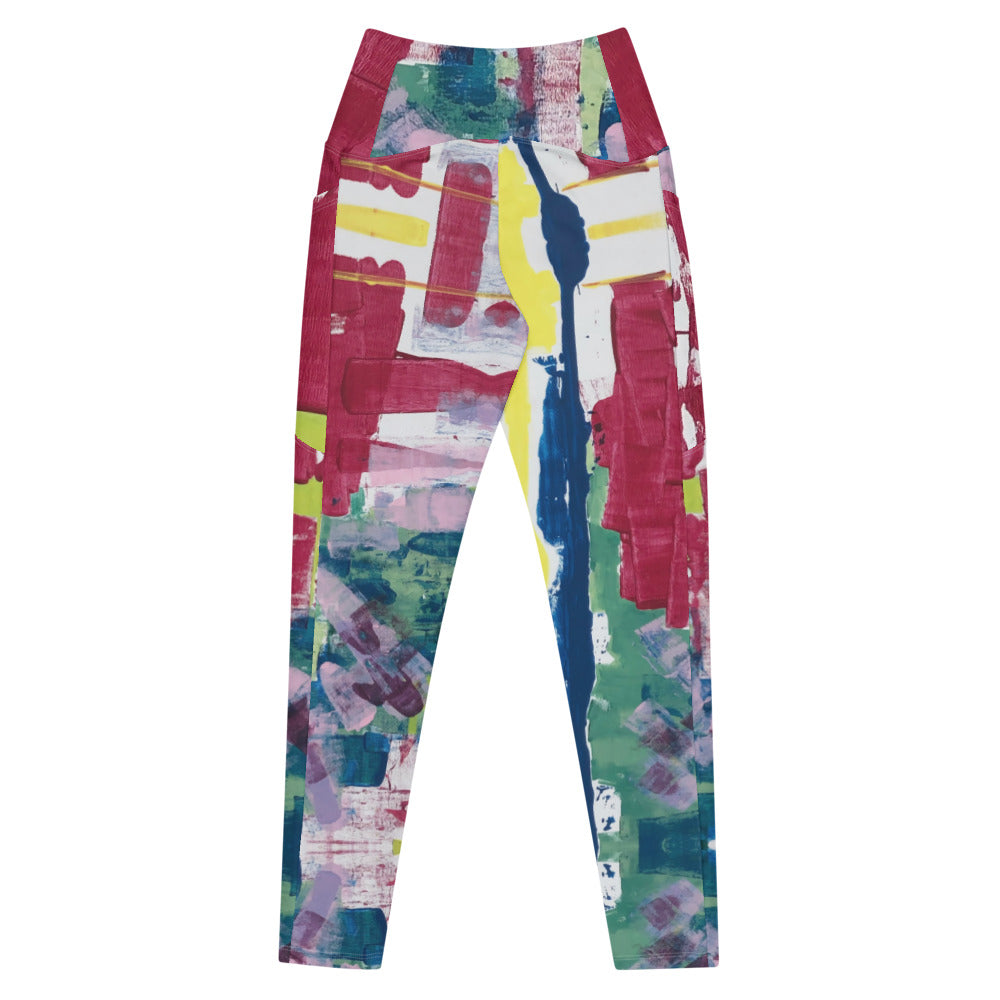 RED STRIPE Crossover Leggings with Pockets - ParrisPieces