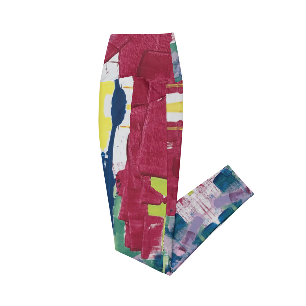 RED STRIPE Crossover Leggings with Pockets - ParrisPieces