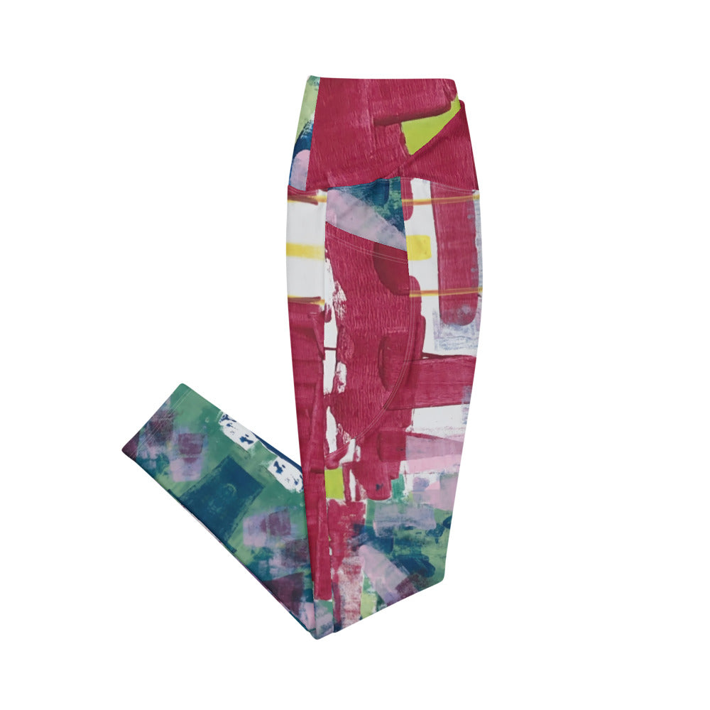 RED STRIPE Crossover Leggings with Pockets - ParrisPieces