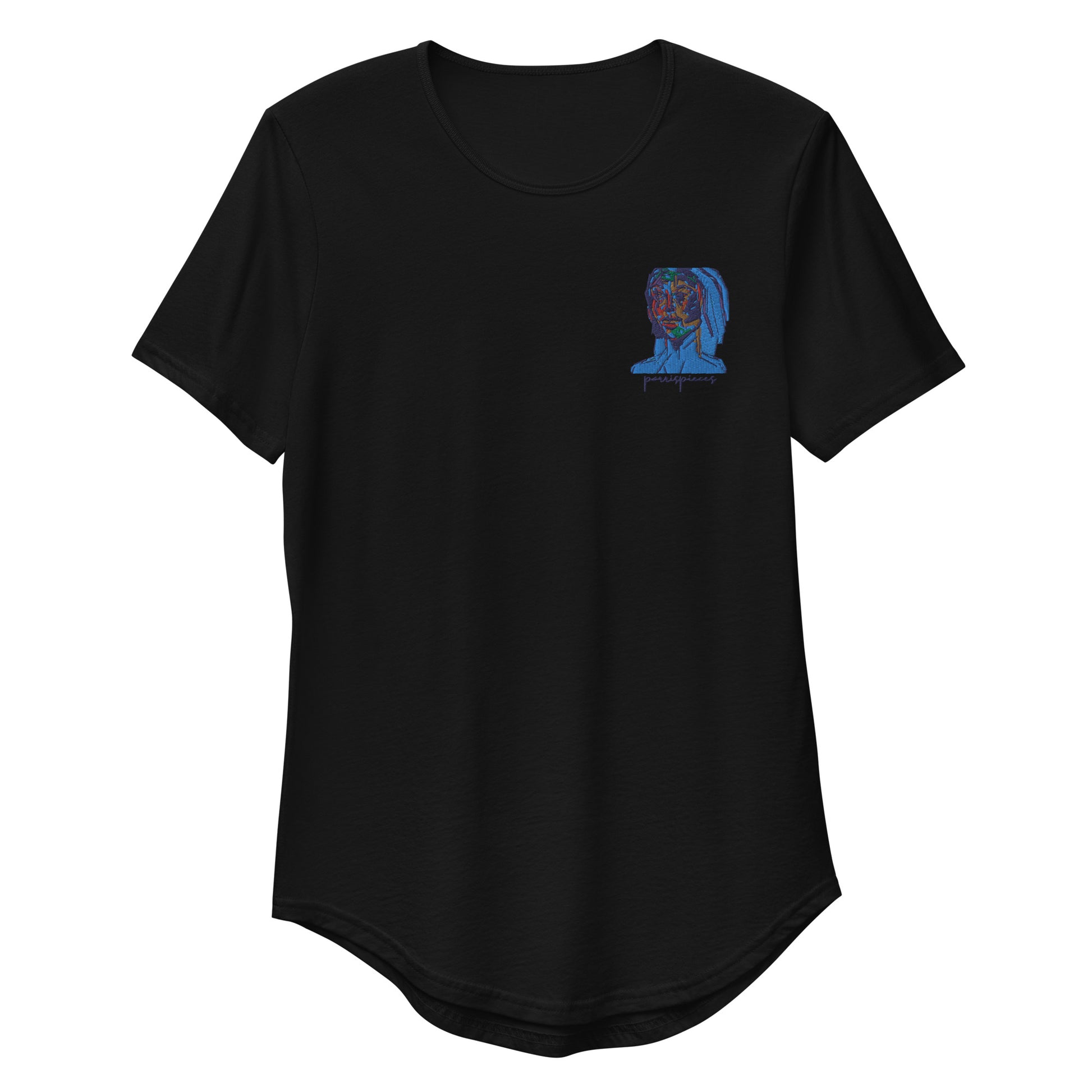 BLUE FACE Embroidered Curved T-Shirt - ParrisPieces