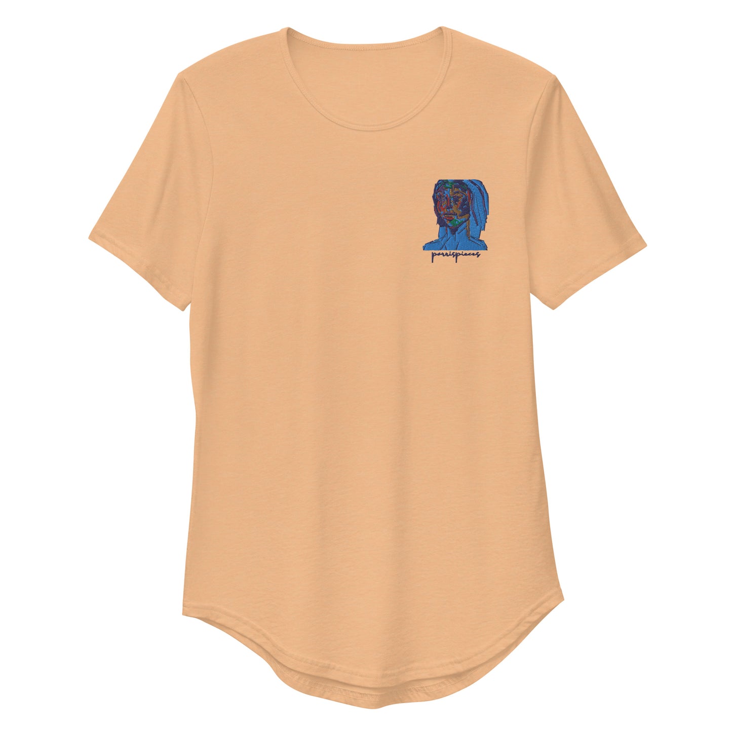 BLUE FACE Embroidered Curved T-Shirt - ParrisPieces