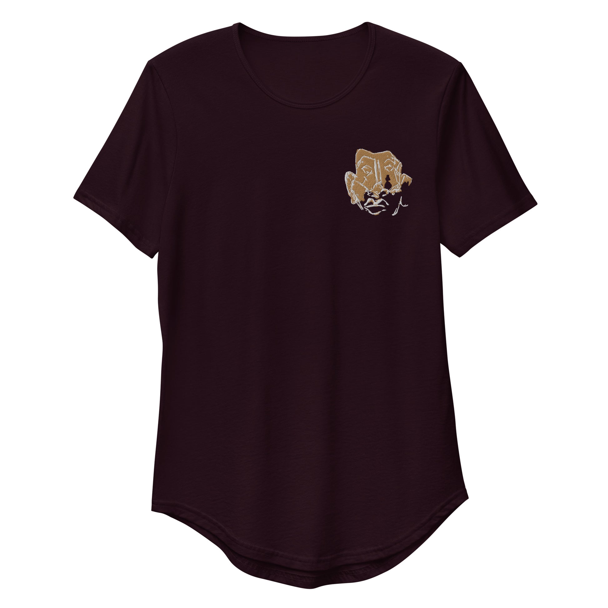 TWO FACED Embroidered Curved T-Shirt - ParrisPieces