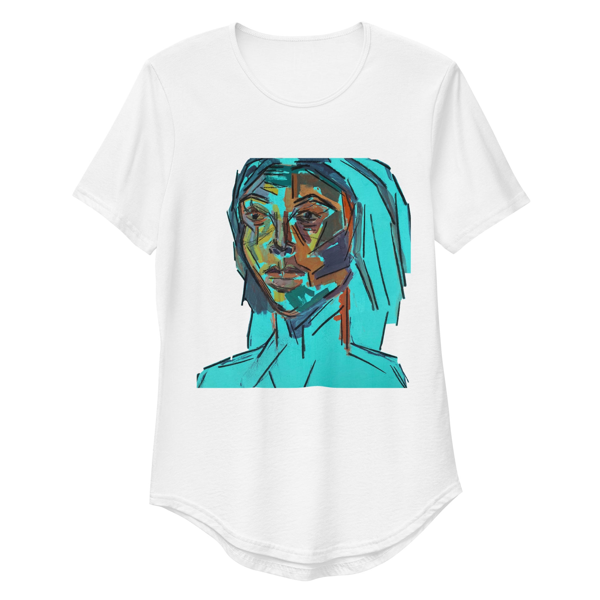 BLUE FACE Curved Hem T-Shirt - ParrisPieces