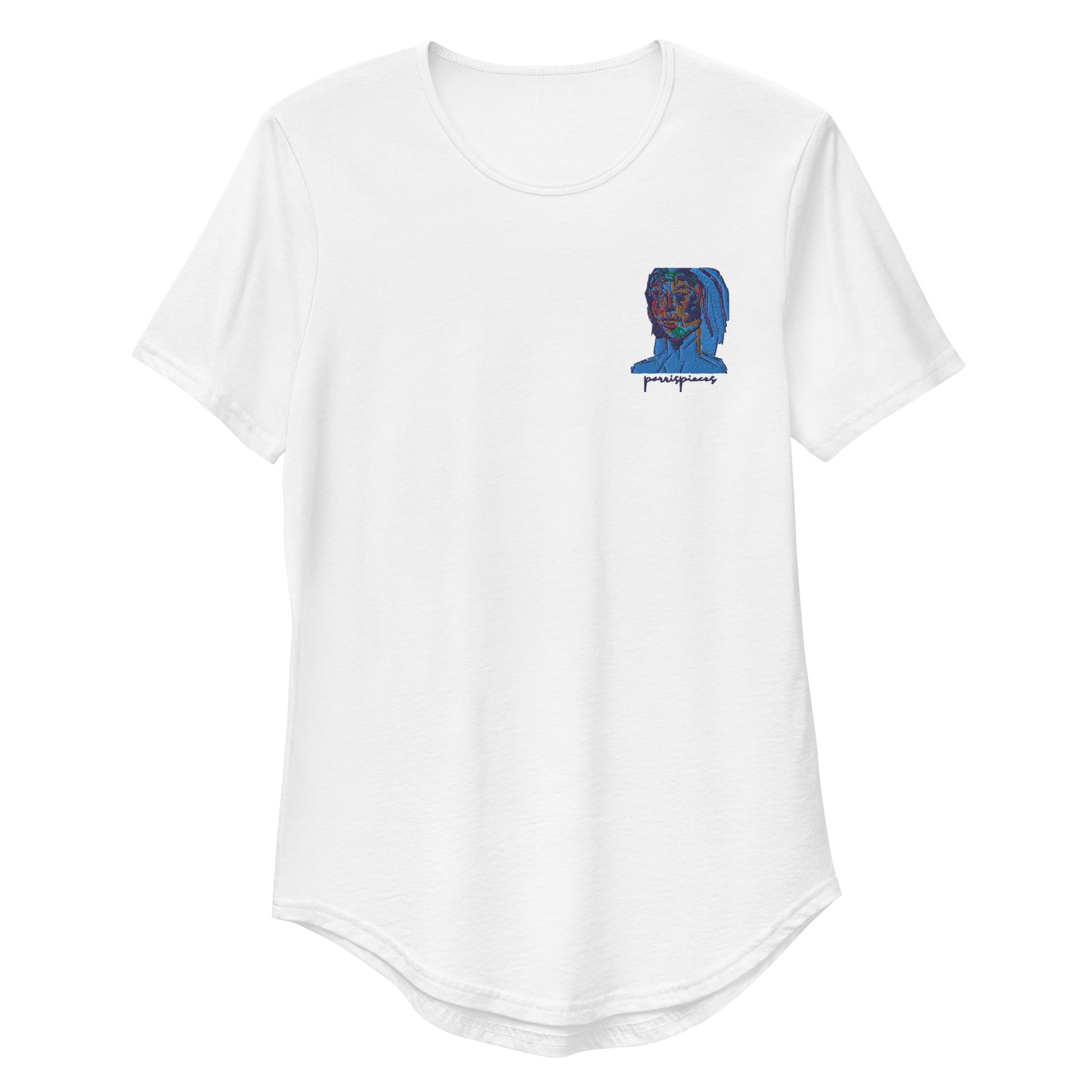 BLUE FACE Embroidered Curved T-Shirt - ParrisPieces