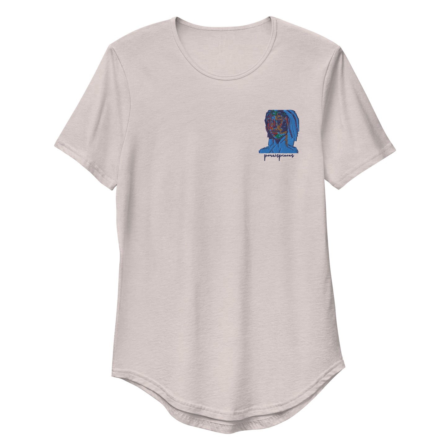 BLUE FACE Embroidered Curved T-Shirt - ParrisPieces