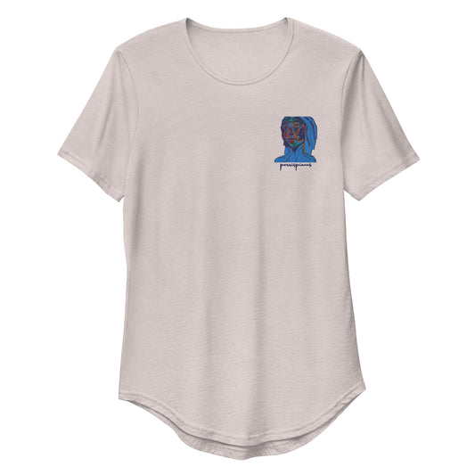 BLUE FACE Embroidered Curved T-Shirt - ParrisPieces