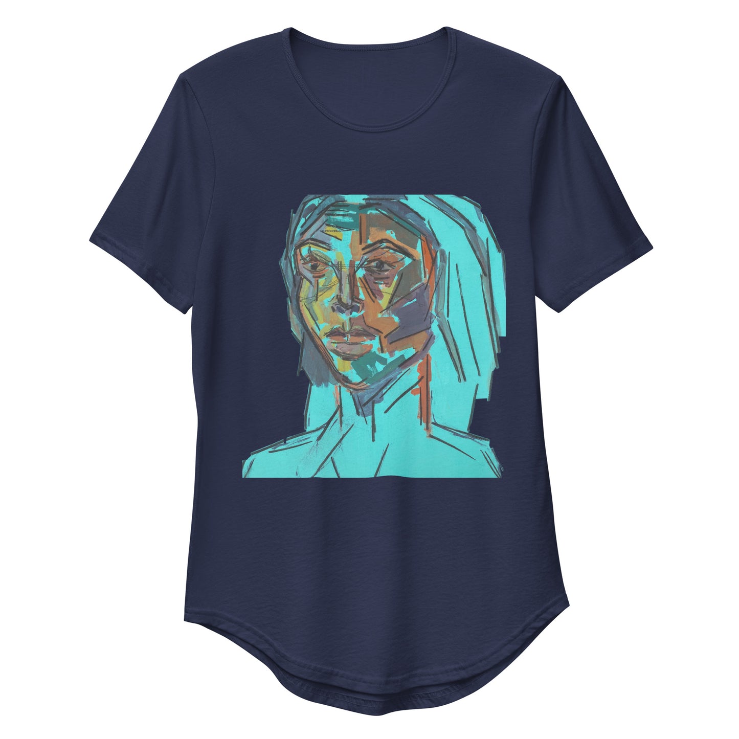 BLUE FACE Curved Hem T-Shirt - ParrisPieces