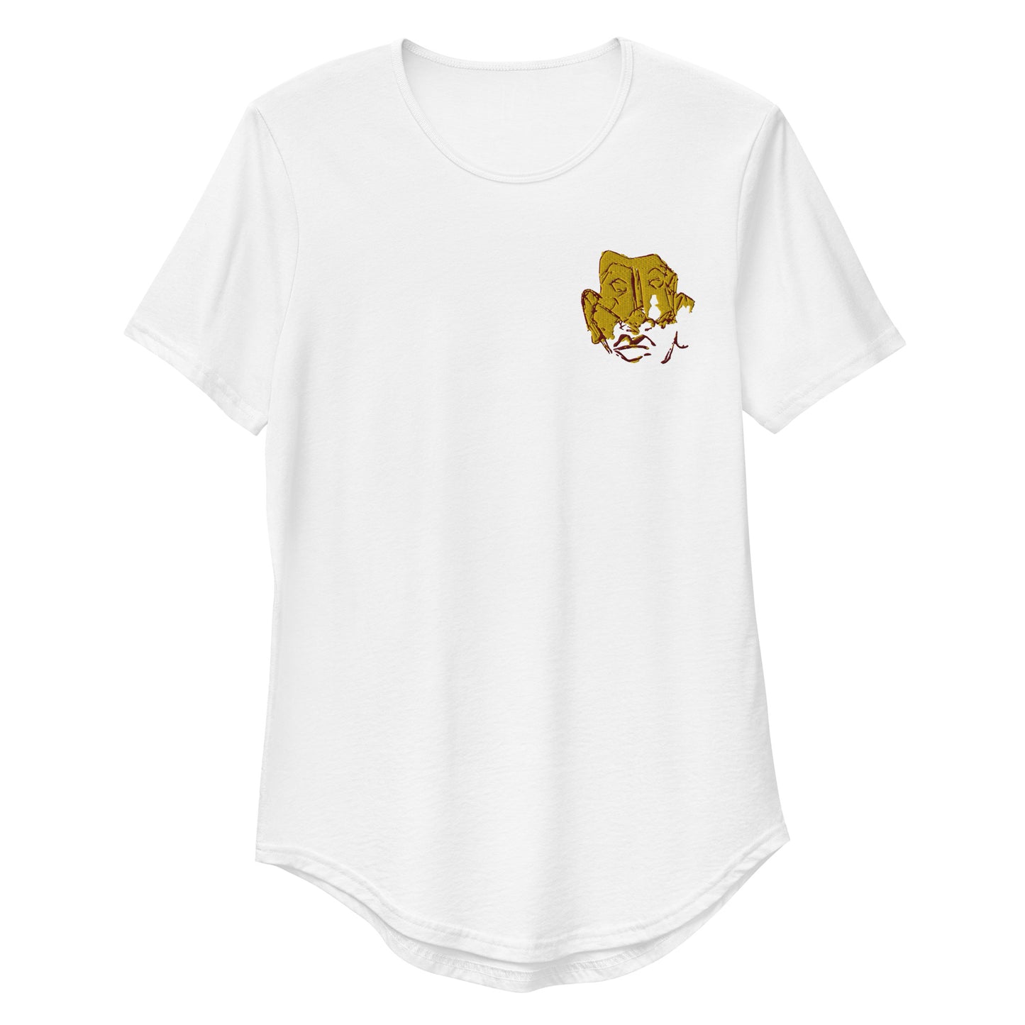 TWO FACED Embroidered Curved Hem T-Shirt - ParrisPieces